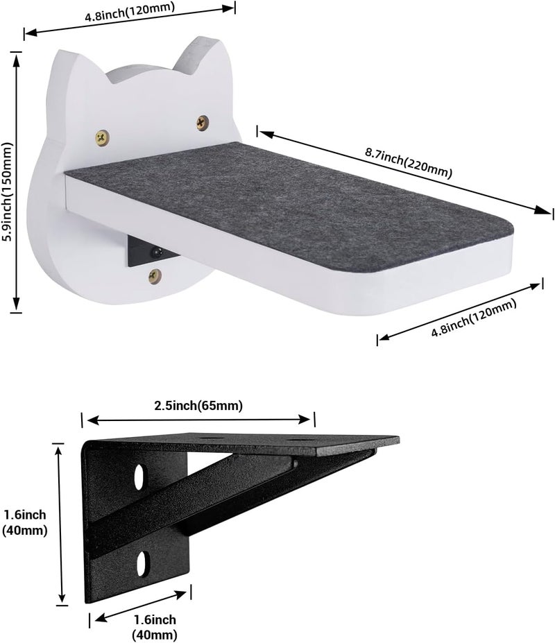 ES Pets White Painted Wooden Cat Wall Floating Steps Set of 3 - Wall Mounted Cat Floating Furniture Shelves and Perches, Sturdy Climber Stairs Ladders - Holds up 30lbs - Image 3